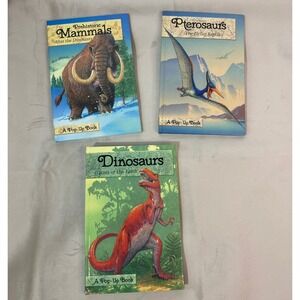 Grosset & Dunlap Dinosaur Pop-Up Books Kids 3pk Multicolor Prehistoric EUC 1980s